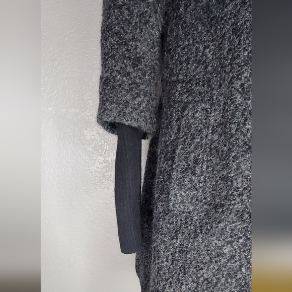 Mossimo Heathered Gray & Black Wool Blend Long Over Coat Trench Coat Size Large - Picture 4 of 10